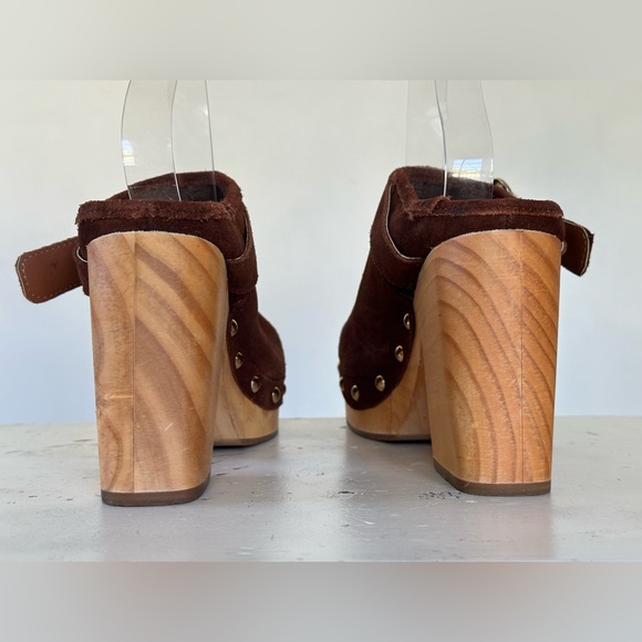 Steve Madden Hilde Brown Suede Wood Mule Clogs Women's Size 8.5 M - Picture 4 of 10